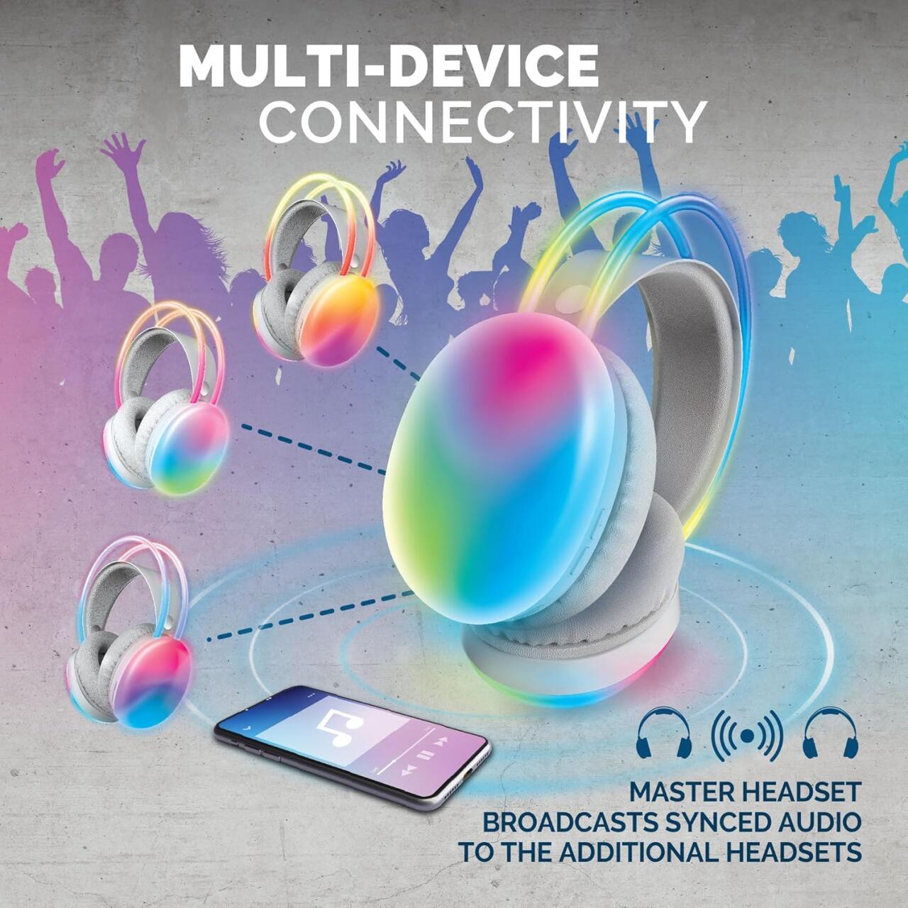 Brookstone Auriculares Inalámbricos con Luces LED Multicolor