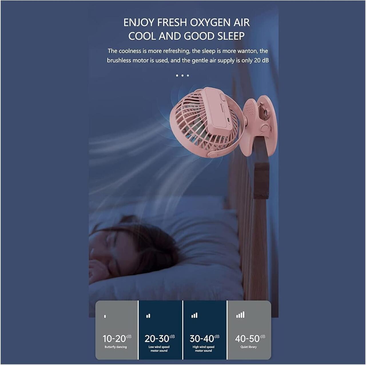 Mini Ventilador de Clip Silencioso para Interiores y Exteriores