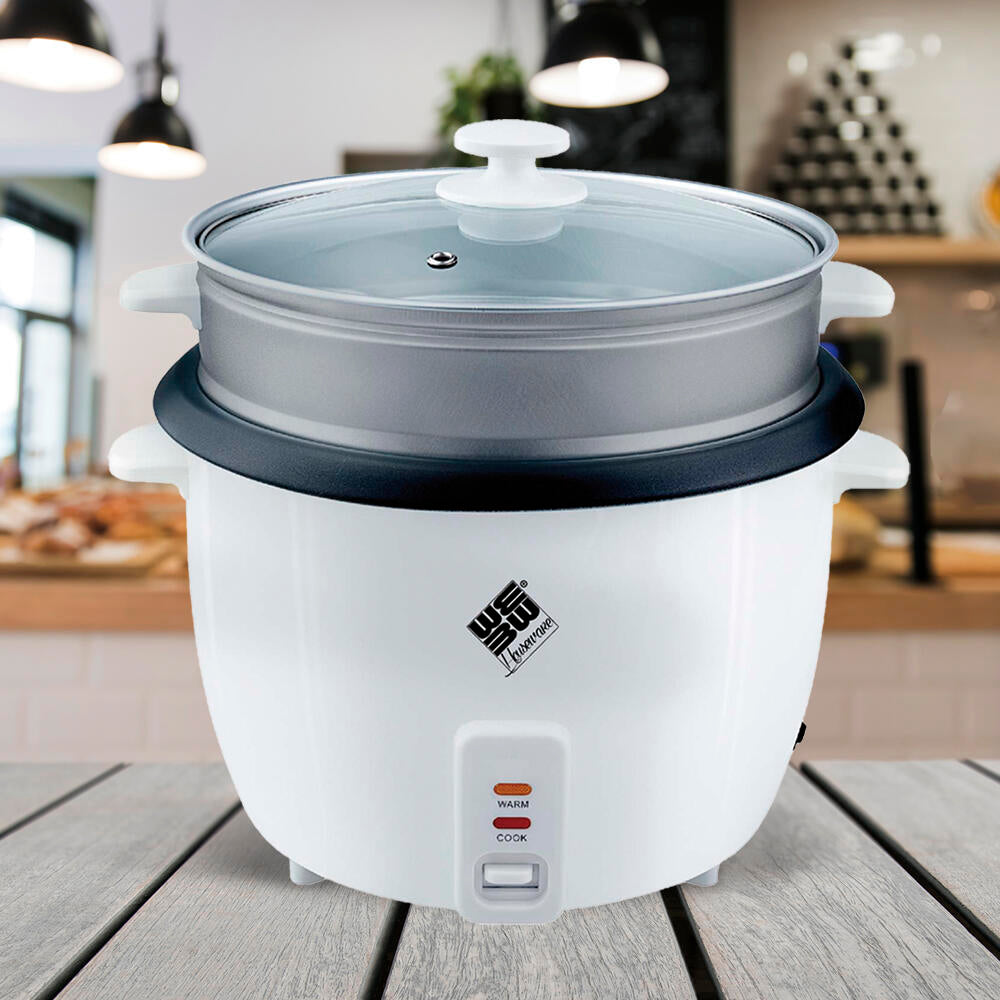 Olla eléctrica para arroz con vaporera tapa de cristal Prepara arroz y verduras con delicadeza Capacidad 1,5L