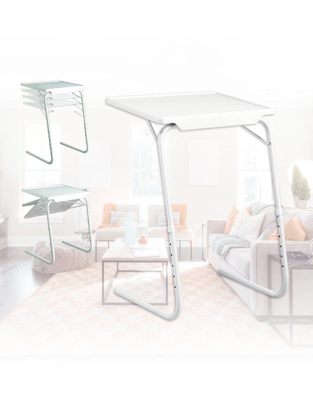 Mesa Auxiliar Plegable 10 Kg 6 Alturas 3 Posiciones De Bandeja