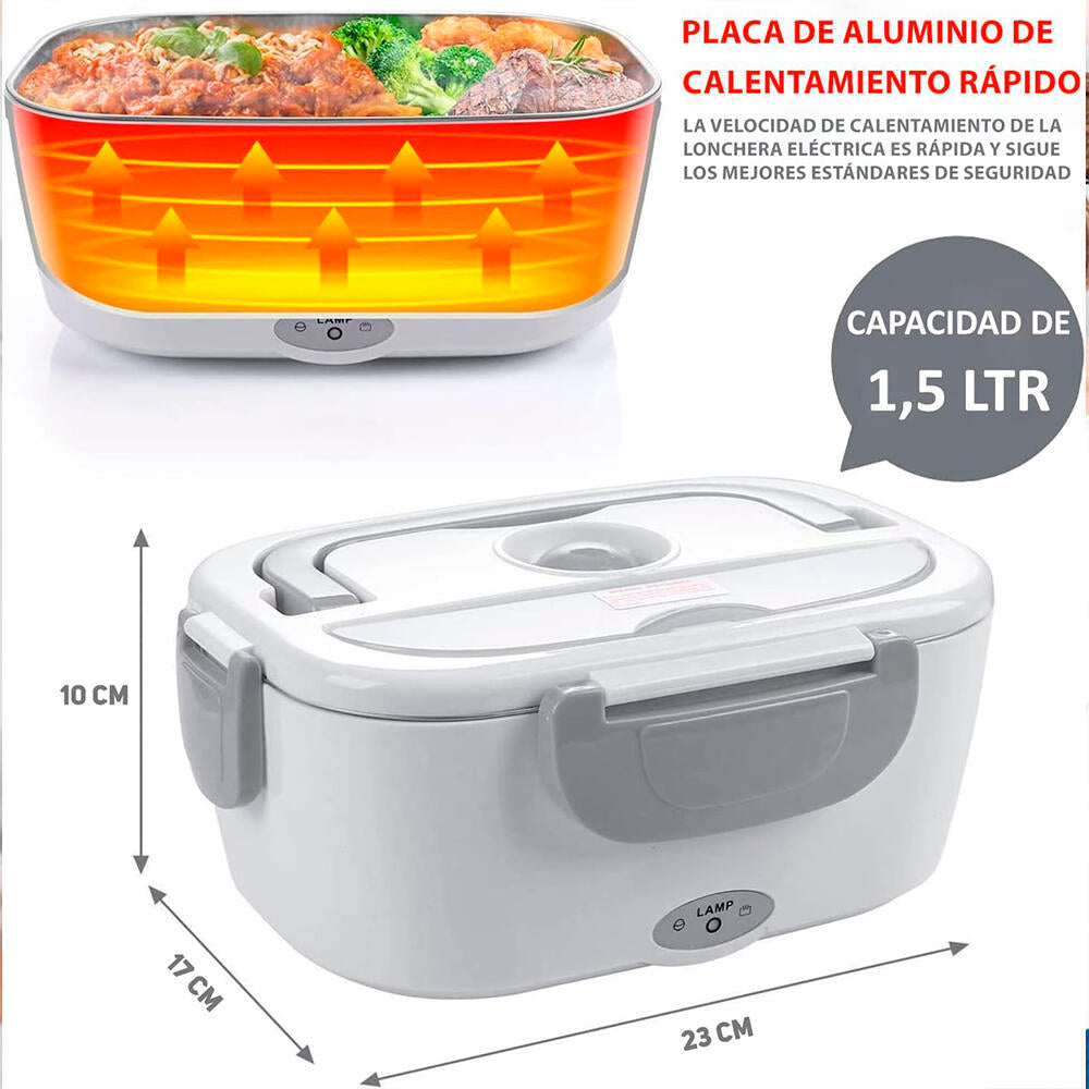 Tartera Fiambrera Eléctrica 2 en 1 Con Recipiente De ACERO Para Calentar en Coche Oficina